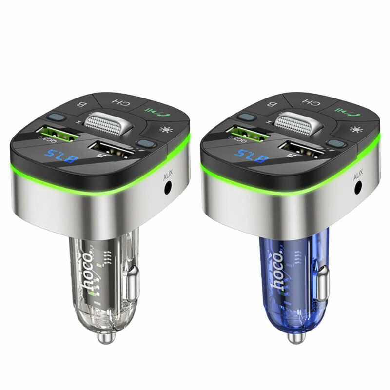 АЗП з FM-модулятором HOCO E71 Crystal transparent discovery edition QC3.0 car BT FM transmitter Black