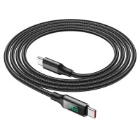 Кабель BOROFONE BU32 Type-C to Type-C 5A, 100W, 1.2m,  nylon, aluminum connectors, digital display, Black