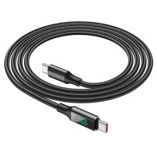 Кабель BOROFONE BU32 Type-C to Type-C 5A, 100W, 1.2m,  nylon, aluminum connectors, digital display, Black