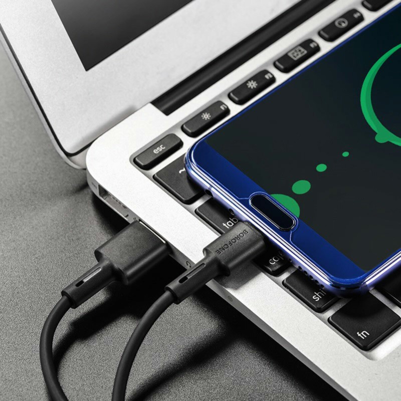 Кабель BOROFONE BX31 USB to Type-C 2.4A, 1m, silicone, TPE connectors, Black