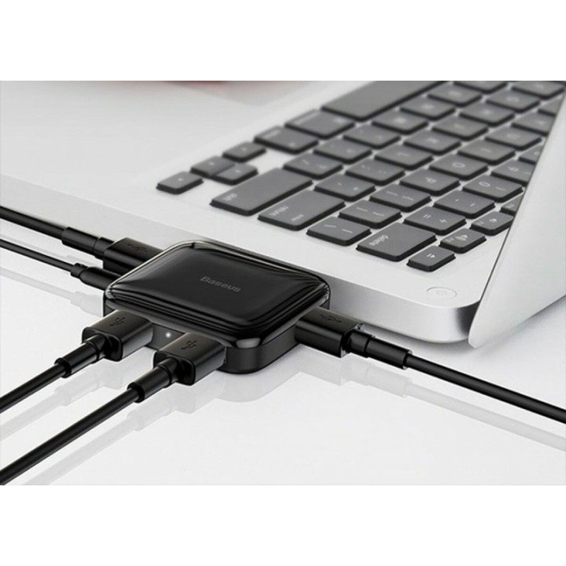 USB-Hub Baseus Fully folded portable 4-in-1 USB HUB  Black