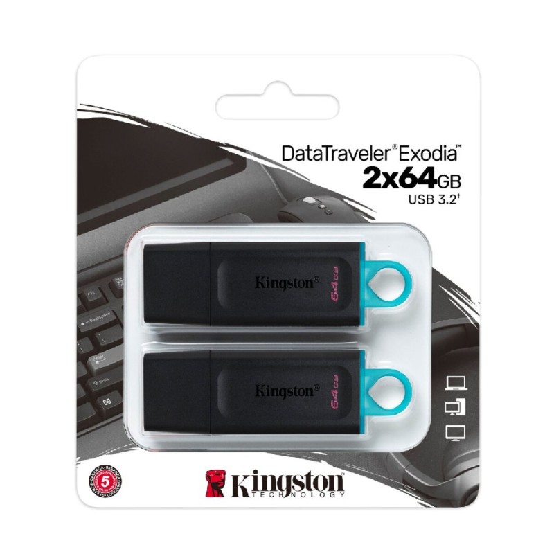 Flash Kingston USB 3.2 DT Exodia 64GB Black/Teal 2 Pack