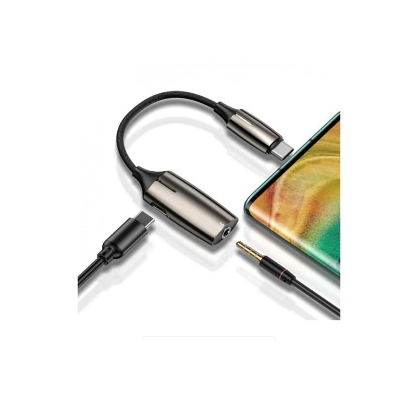 Кабель-перехiдник Baseus 2-in-1 Type-C Male to Type-C & 3.5mm Female Adapter L60S Tarnish