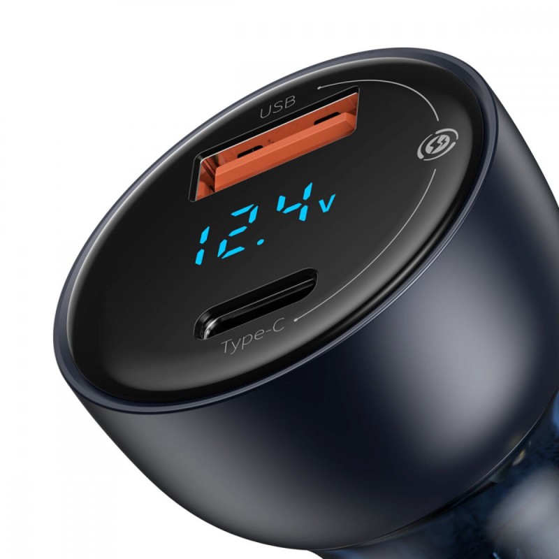 АЗП Baseus Particular Digital Display QC+PPS Dual Quick Charger Car Charger 65W Dark Gray