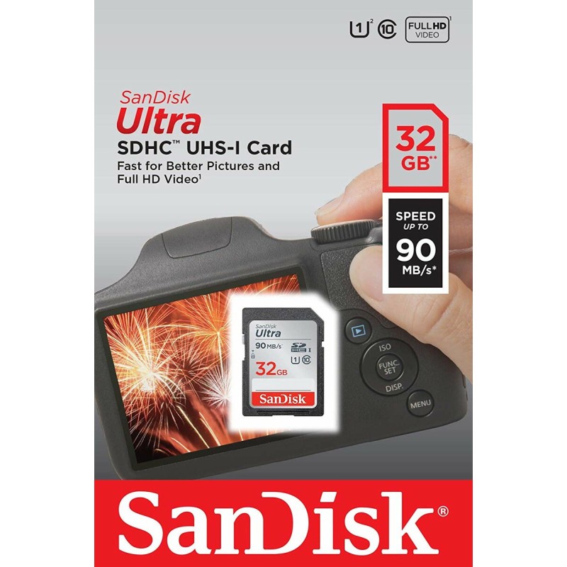 SDHC (UHS-1) SanDisk Ultra 32Gb class 10 (90Mb/s)