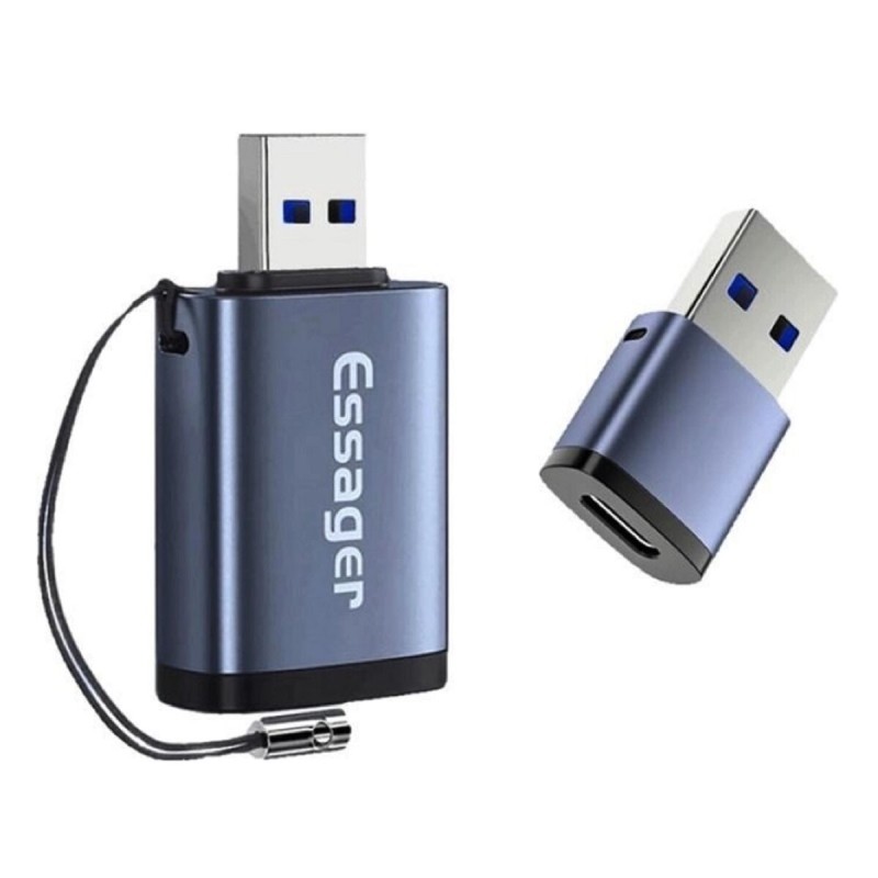 Адаптер Essager Soray OTG (Type-C Female to USB -AMale) USB3.0 Adaptor  grey (EZJCA-SRB0G)