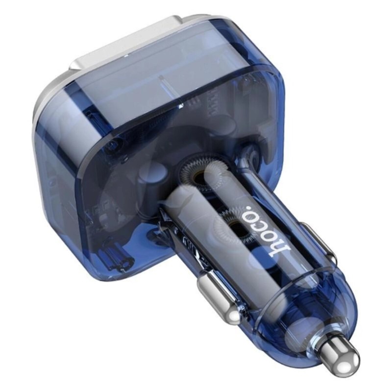 АЗП з FM-модулятором HOCO E75 Bravery PD30W+QC3.0 car BT FM transmitter Dark Blue