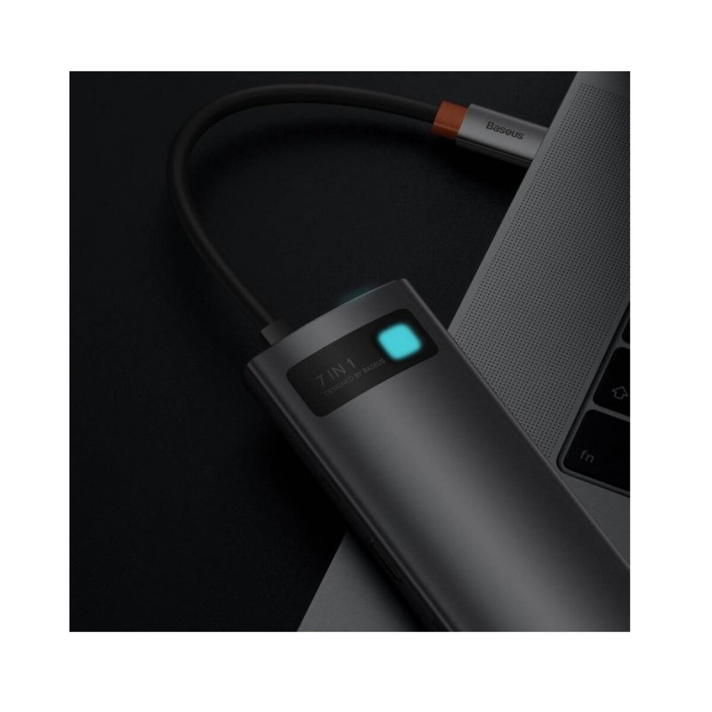 USB-Hub Baseus Metal Gleam Series 7-in-1 Multifunctional Type-C HUB Docking Station Gray (Type-C to HDMI*1+USB3.0*2+USB-C*1+PD*1+SD/TF*1)