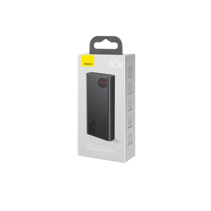 Зовнішній акумулятор Baseus Adaman Metal Digital Display Quick Charge Power Bank 20000mAh 22.5W (2021 Editon) Black