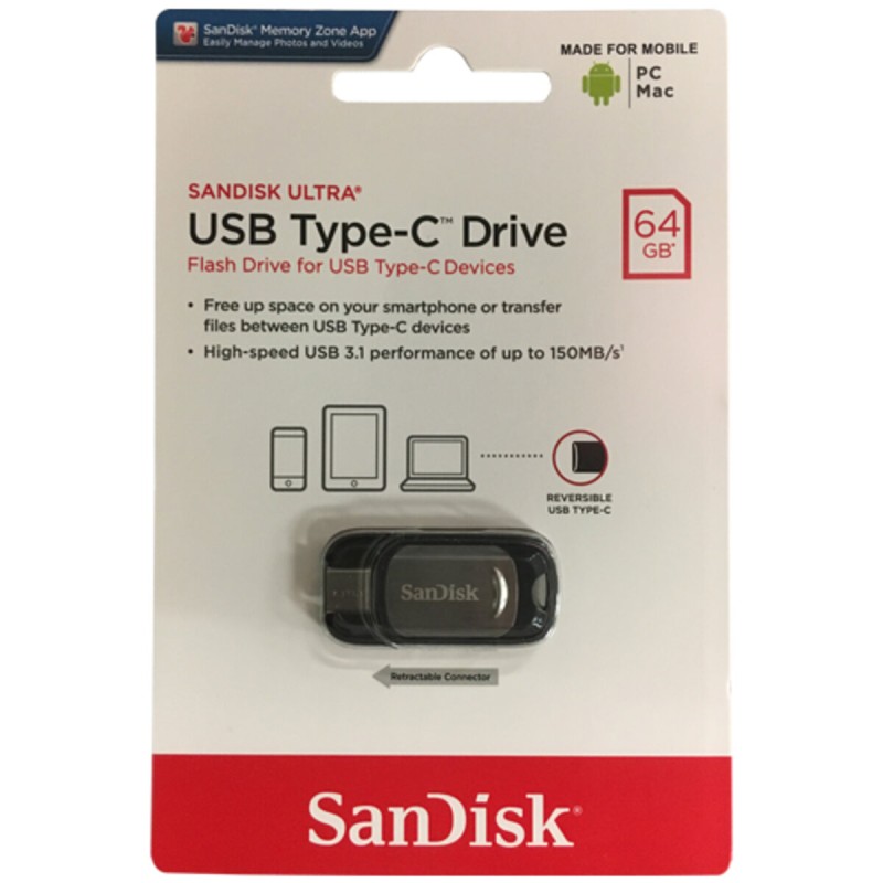Flash SanDisk USB 3.0 Ultra Type-C 64Gb (150Mb/s)