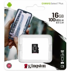 microSDHC (UHS-1) Kingston Canvas Select Plus 16Gb class 10 А1 (R-100MB/s)