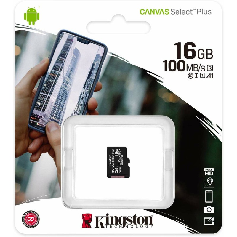 microSDHC (UHS-1) Kingston Canvas Select Plus 16Gb class 10 А1 (R-100MB/s)