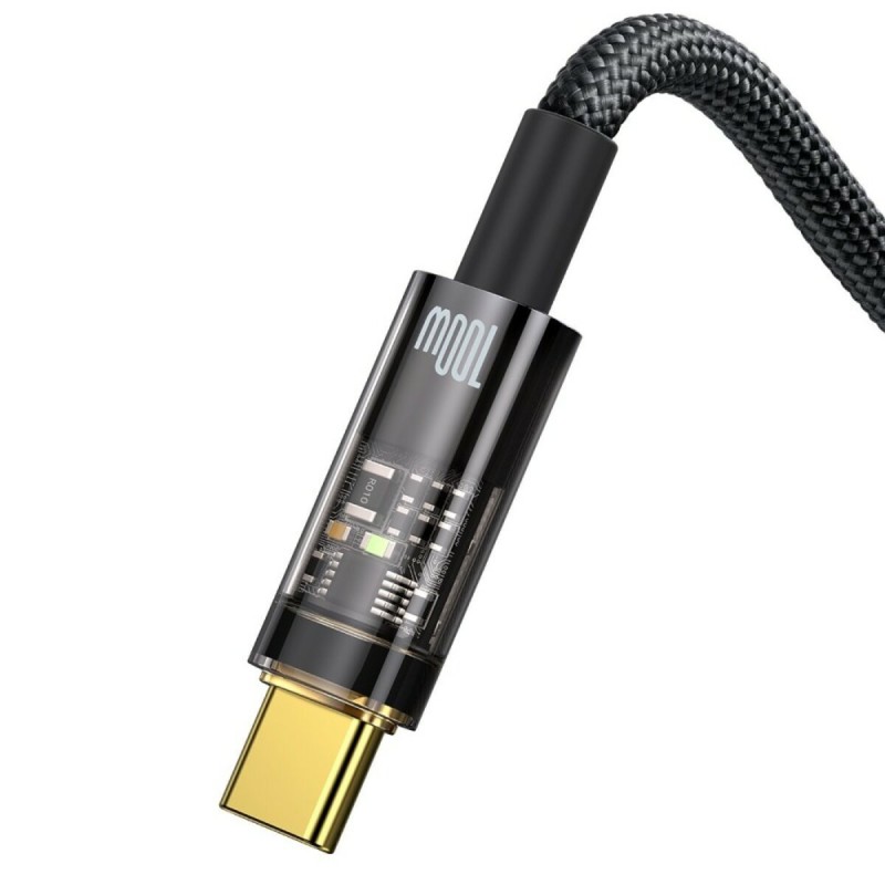 Кабель Baseus Explorer Series Auto Power-Off Fast Charging Data Cable USB to Type-C 100W 1m Black