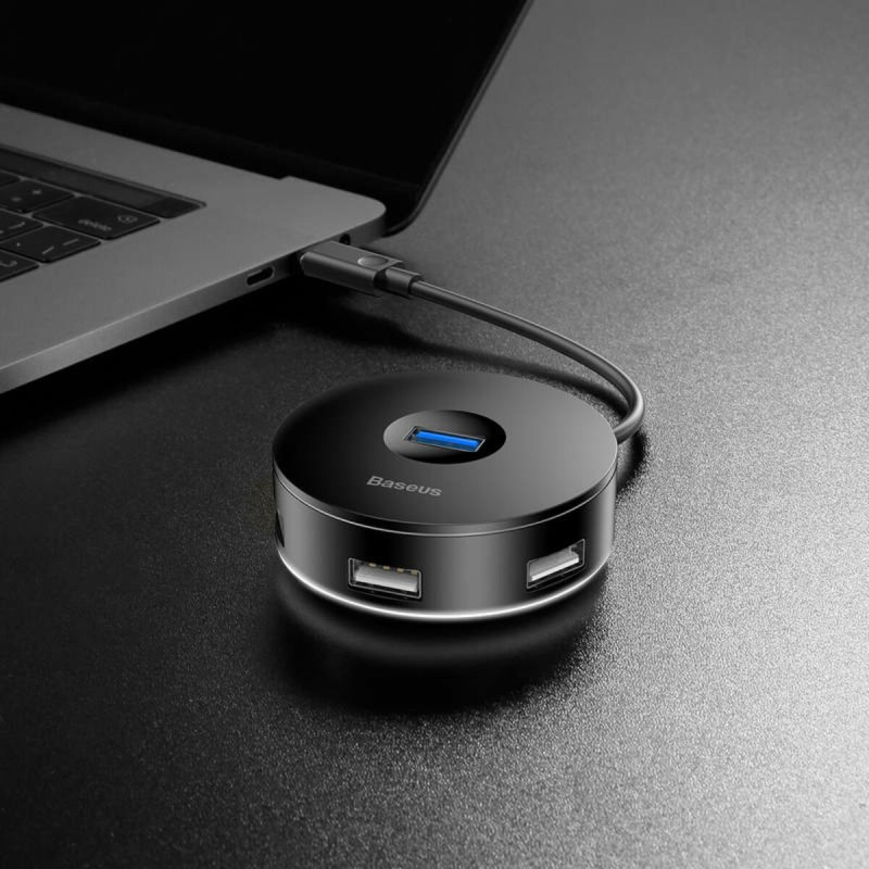 USB-Hub Baseus round box HUB adapter (Type-C to USB3.0*1+USB2.0*3) Black