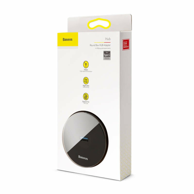 USB-Hub Baseus round box HUB adapter (Type-C to USB3.0*1+USB2.0*3) Black