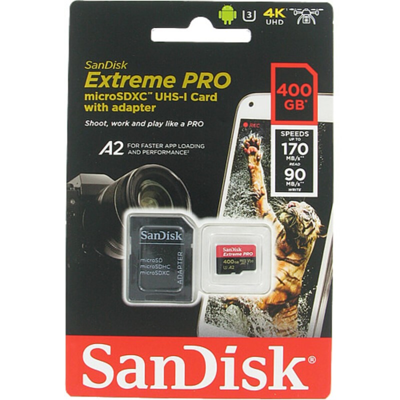 microSDXC (UHS-1 U3) SanDisk Extreme Pro A2 400Gb class 10 V30 (R170MB/s,W90MB/s) (adapter SD)