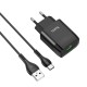 Мережевий зарядний пристрій HOCO C72Q Glorious single port QC3.0 charger set(Type-C)  Black
