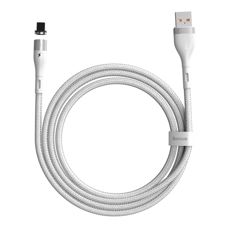 Кабель Baseus Zinc Magnetic Safe Fast Charging Data Cable USB to IP 2.4A 1m White