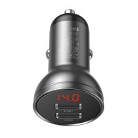 Автомобільний зарядний пристрій Baseus Digital Display Dual SCP  U+U 45W Gray