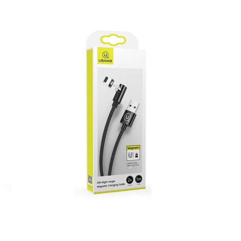 Кабель Usams US-SJ446 U54 Micro Right-angle Magnetic Charging Cable 1m Black