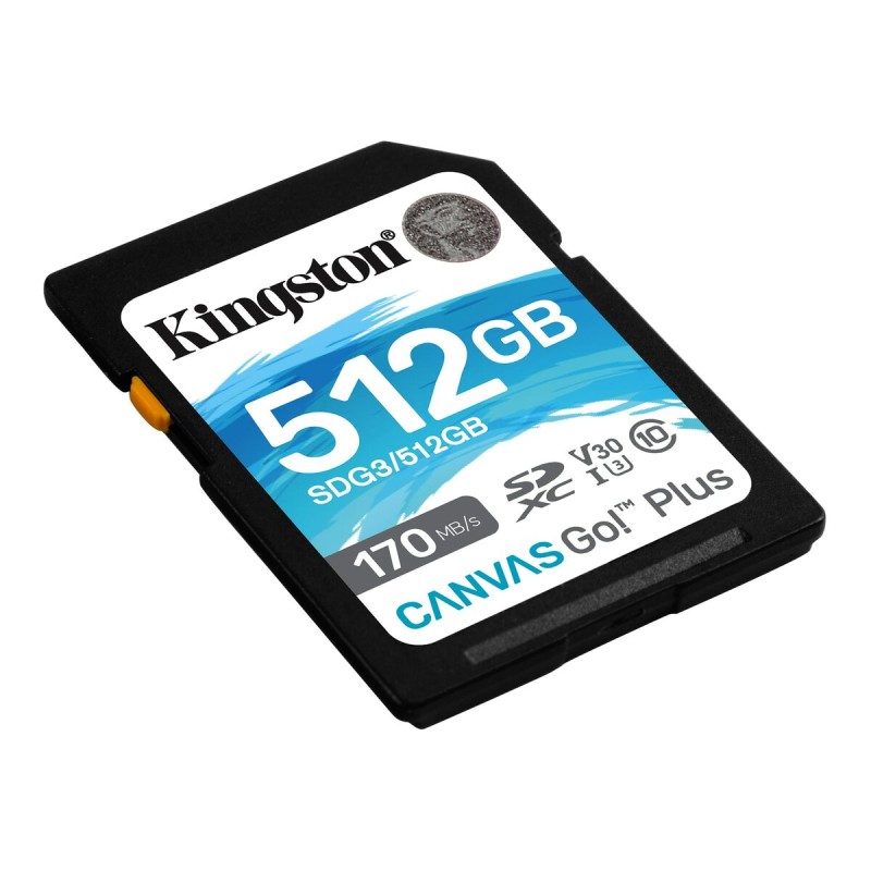 SDXC (UHS-1 U3) Kingston Canvas Go Plus 512Gb class 10 V30 (R170MB/s, W90MB/s)