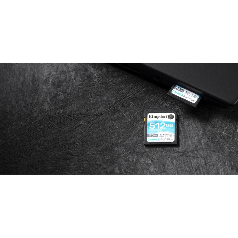 SDXC (UHS-1 U3) Kingston Canvas Go Plus 512Gb class 10 V30 (R170MB/s, W90MB/s)