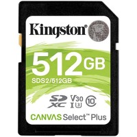 SDXC (UHS-1 U1) Kingston Canvas Select Plus 512Gb class 10 V10 (R-100MB/s)