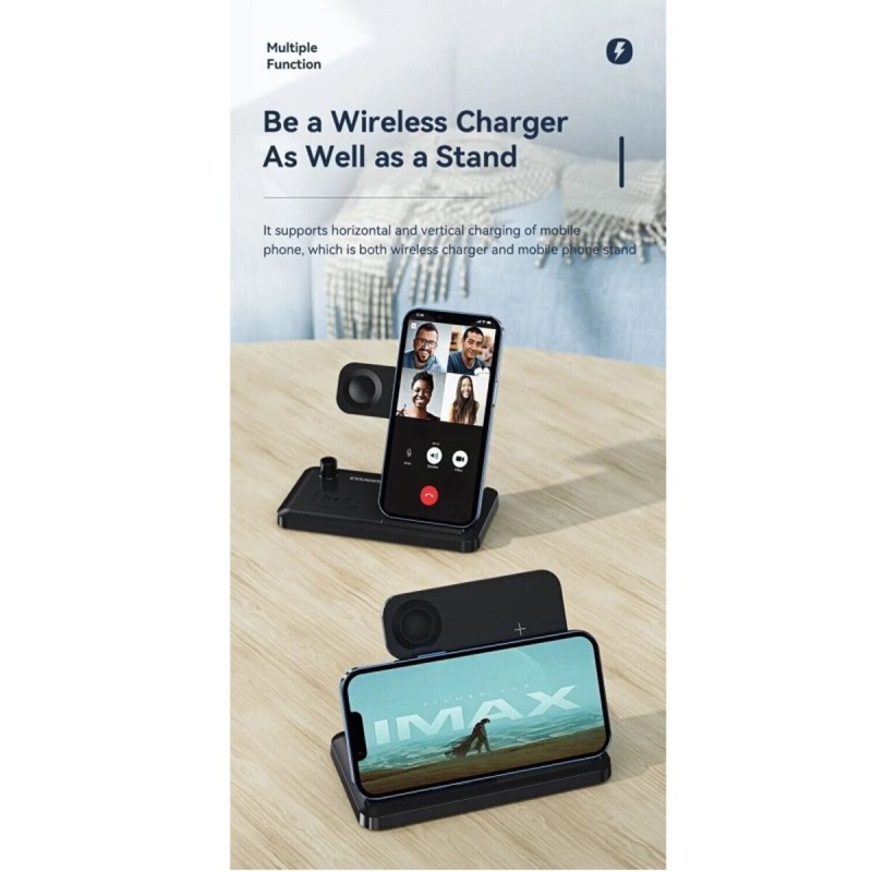 Бездротовий зарядний пристрій Essager Jiecheng 4-in-1 desktop wireless charging  black (EWXZM-JC01-Z)