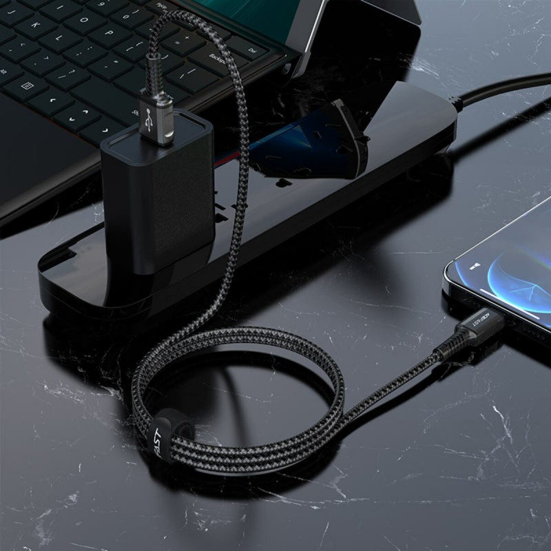 Кабель ACEFAST C1-02 USB to iP 2.4A, 1.2m, nylon, aluminum connectors, Gray