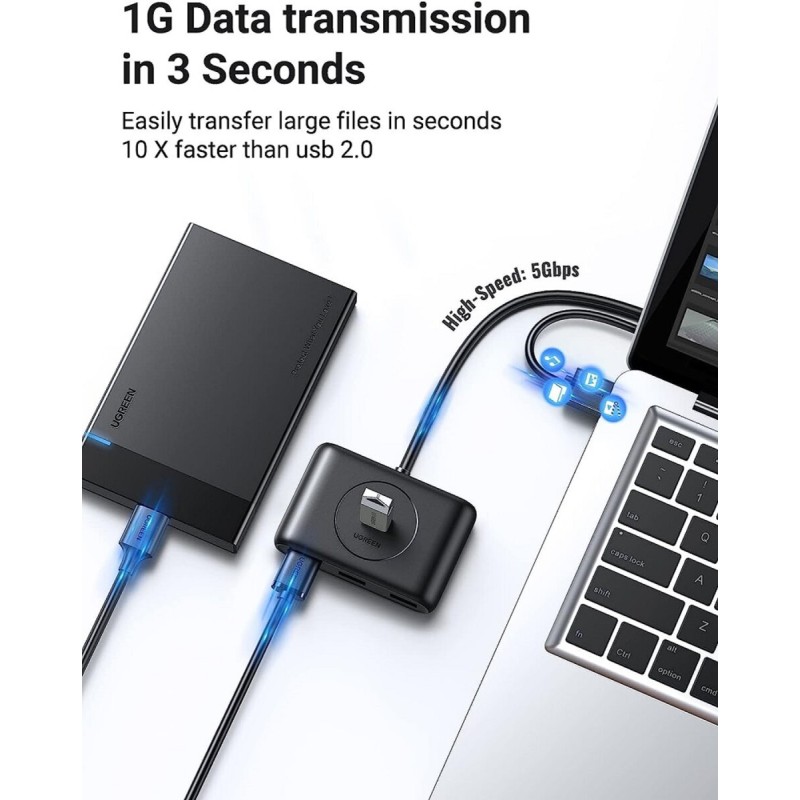 Хаб UGREEN CR113 USB 3.0 Hub  1m (Black) (UGR-20291)