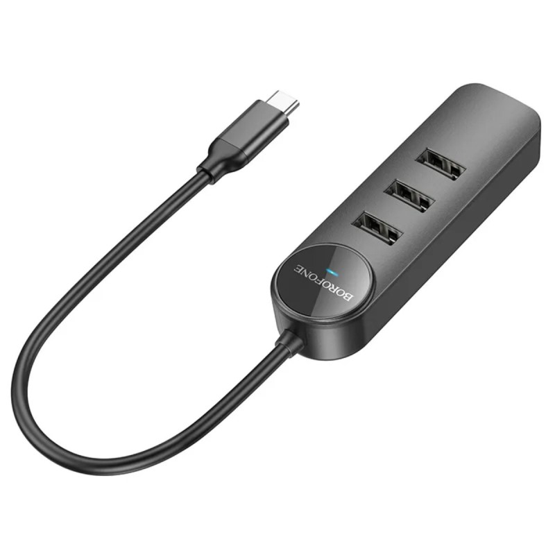 Адаптер Borofone DH5 Erudite 4-in-1 adapter(Type-C to USB3.0*4)(L=0.2M)