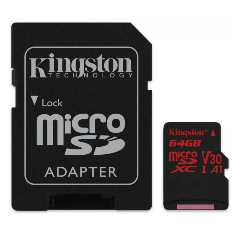 microSDXC (UHS-1 U3) Kingston Canvas React 64Gb class 10 (R100MB/s, W80MB/s) (adapter SD)