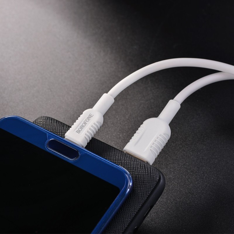 Кабель BOROFONE BX33 USB to Type-C 5A, 1m, silicone, PVC connectors, White
