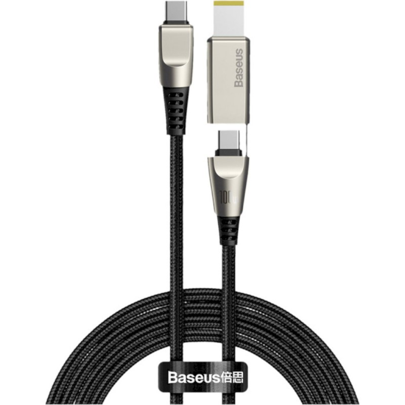 Кабель Baseus Flash Series One-for-two Fast Charging with Square Head Type-C to C+DC 100W 2m Black
