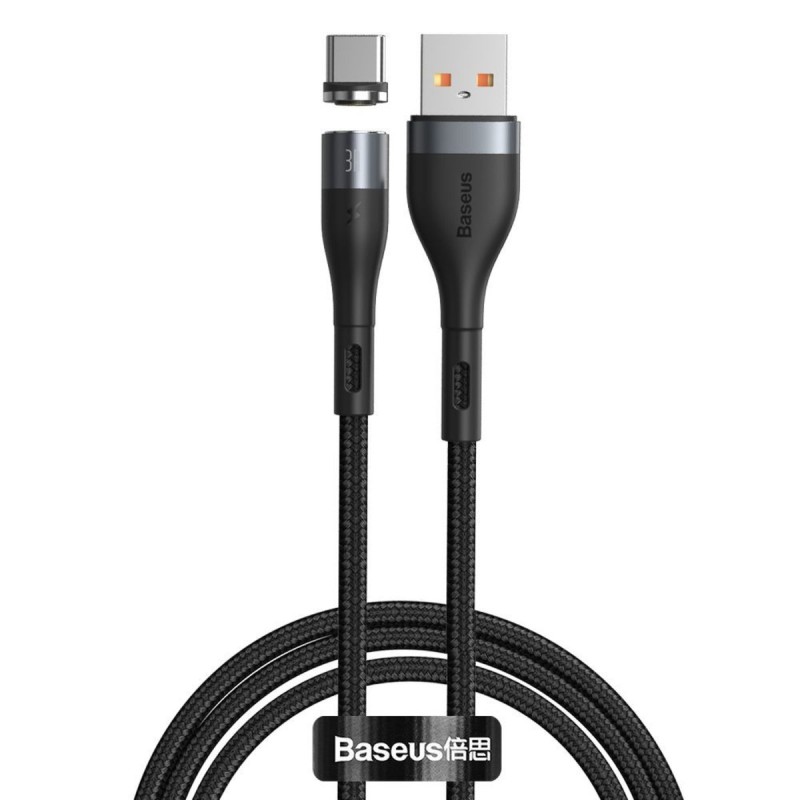 Кабель Baseus Zinc Magnetic Safe Fast Charging Data Cable USB to Type-C 5A 1m Gray+Black