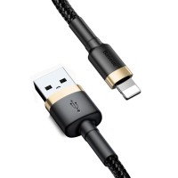Кабель Baseus Cafule Cable USB For Lightning 2.4A 0.5m Gold+Black