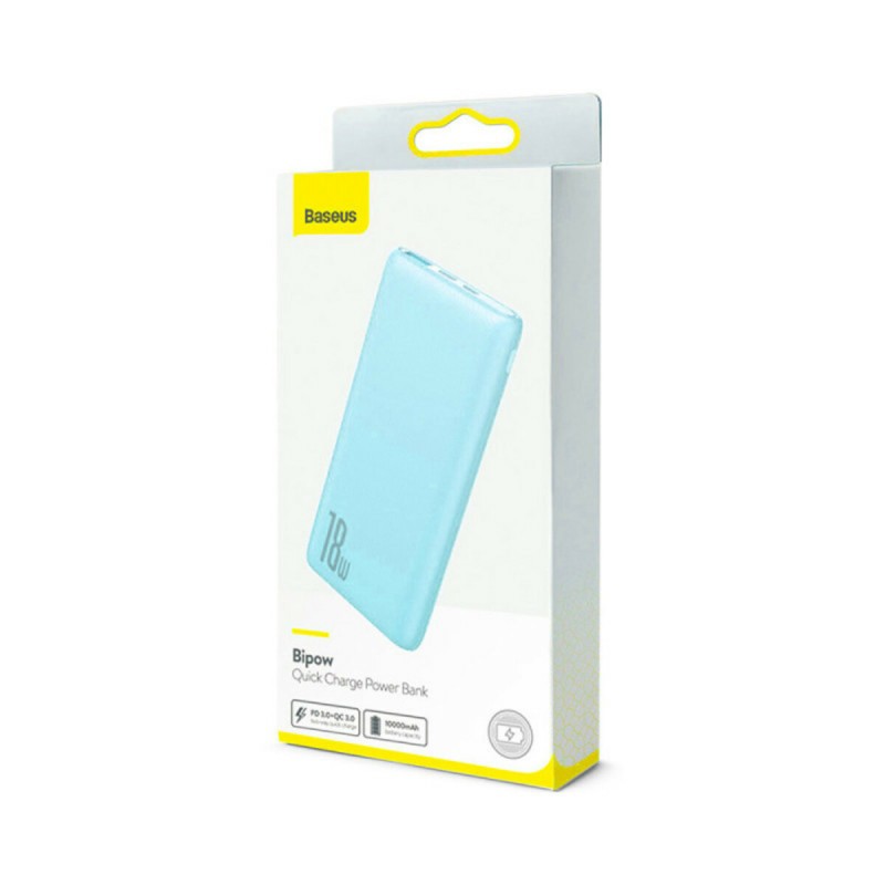 Зовнішній акумулятор Baseus Bipow Quick Charge Power Bank PD+QC 10000mAh 18W Blue