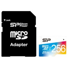 microSDXC (UHS-1) SiliconPower Elite Color 256Gb class 10 (adapter SD)
