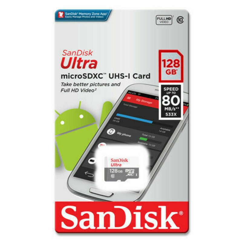 microSDXC (UHS-1) SanDisk Ultra 128Gb class 10 (80Mb/s, 533x)