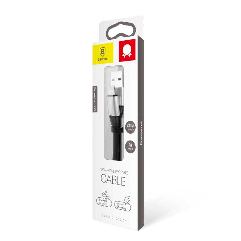 Кабель Baseus Two-in-one Portable Cable (Android/iOS) Silver