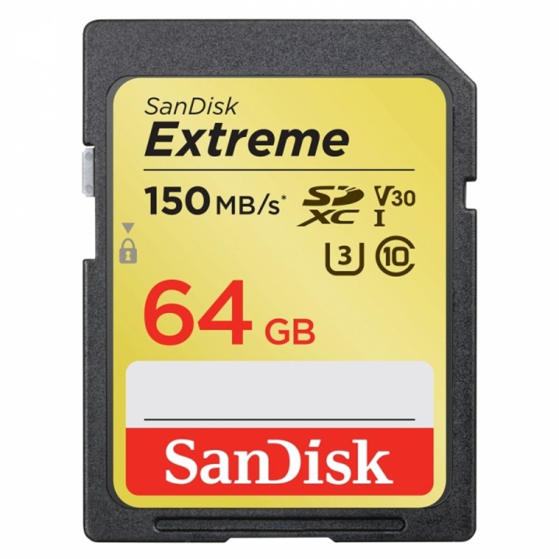 SDXC (UHS-1 U3) SanDisk Extreme 64Gb class 10 V30 (150Mb/s)