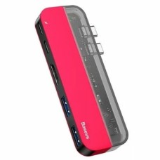 USB-Hub Baseus Transparent Series Dual Type-C Multifunctional HUB Adapter Red