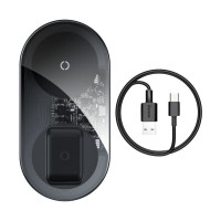 Бездротовий зарядний Baseus Simple 2in1 Wireless Charger Pro Edition For Phones+Pod Transparent