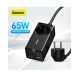 Мережевий зарядний пристрій Baseus GaN3 Pro Desktop Powerstrip AC+2U+2C 65W EU Black Baseus Xiaobai series fast charging Cable Type-C  to Type