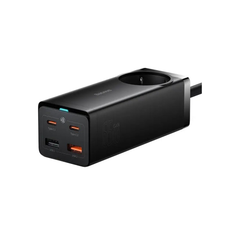 Мережевий зарядний пристрій Baseus GaN3 Pro Desktop Powerstrip AC+2U+2C 65W EU Black Baseus Xiaobai series fast charging Cable Type-C  to Type