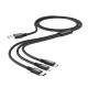 Кабель HOCO X14 3-in-1 Times speed charging cable iP+Micro+Type-C Black