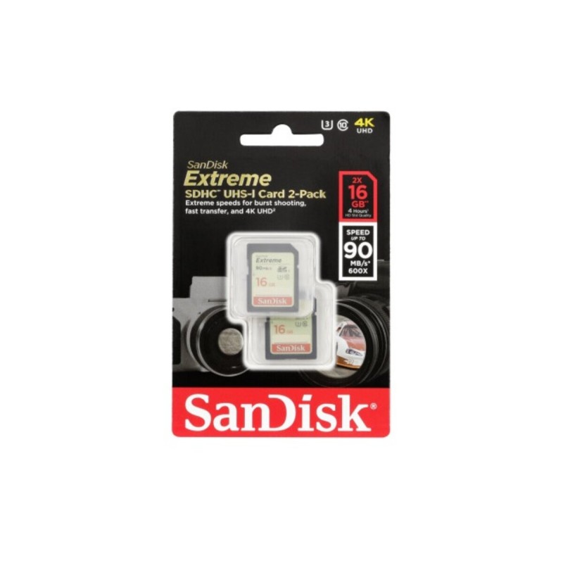 SDHC (UHS-1 U3) SanDisk Extreme 2x16Gb class 10 (90Mb/s, 600x)