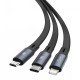Кабель Baseus Bright Mirror One-for-three Retractable Data Cable USB to M+L+C 3.5A 1.2m Black