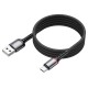 Кабель BOROFONE BU33 USB to Type-C 3A, 1.2m, nylon, aluminum connectors, light indicator, Black
