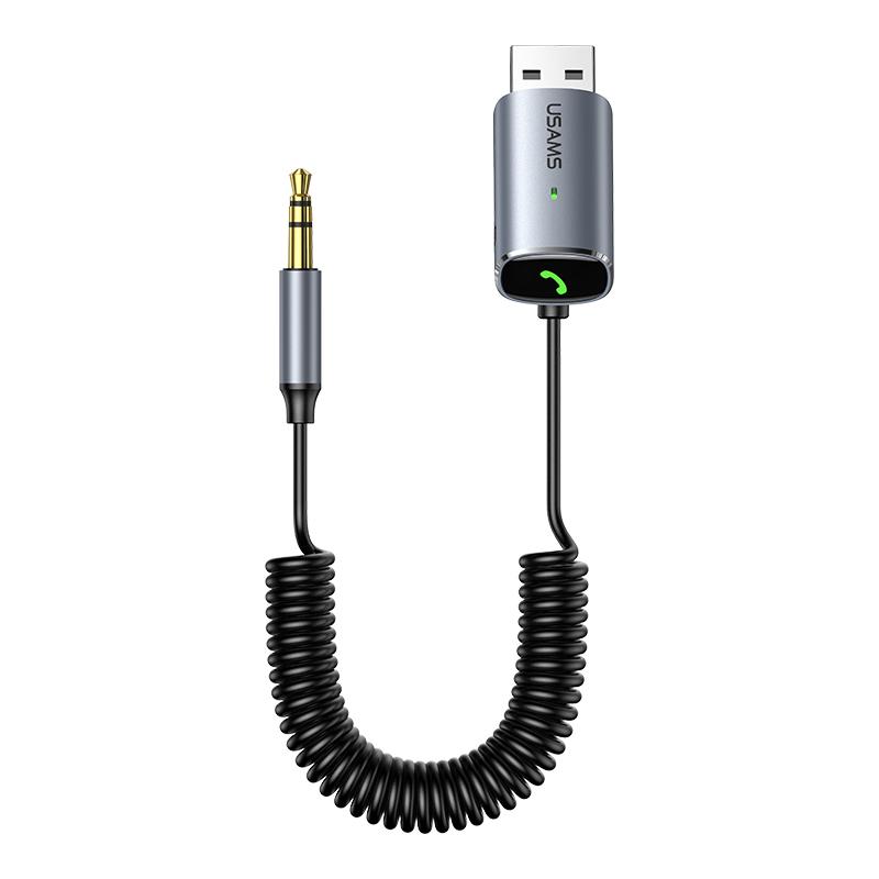 Bluetooth ресивер Usams US-SJ504 Aluminum Alloy Car Wireless Audio Receiver Iron grey